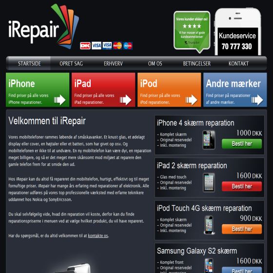 iRepair - Reparationer af Apple, BlackBerry, HTC, LG, Nokia, Samsung og Sony Ericsson.